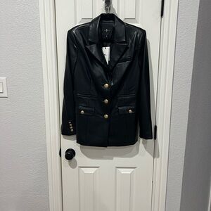 Black Faux Leather Women's Jacket